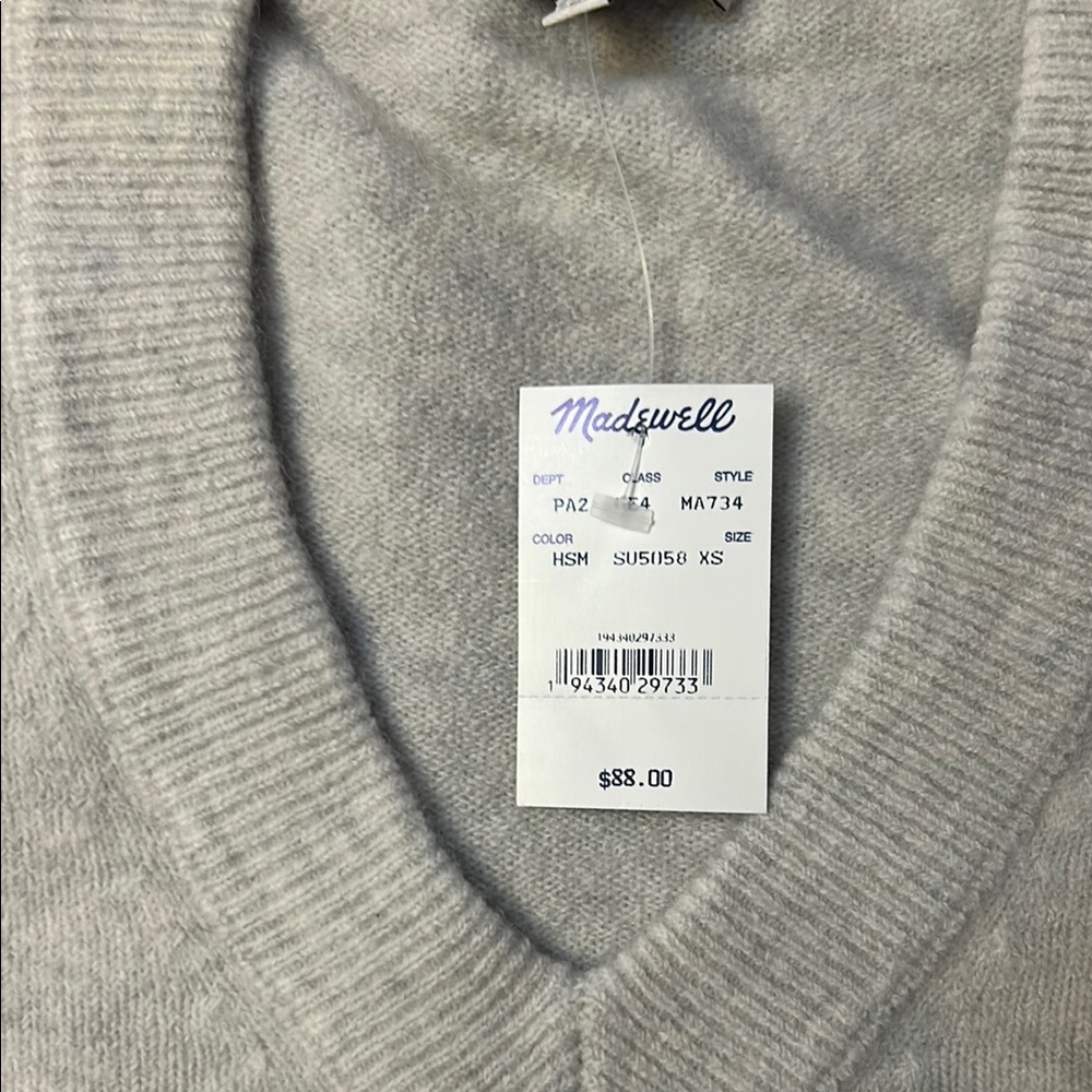 Gray V-Neck Sweater - Picture 2 of 5